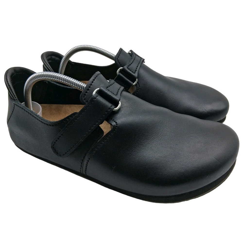 Birkenstock Shoes Mens Size 10 Black Leather Hook & Loop Comfort Clogs Germany